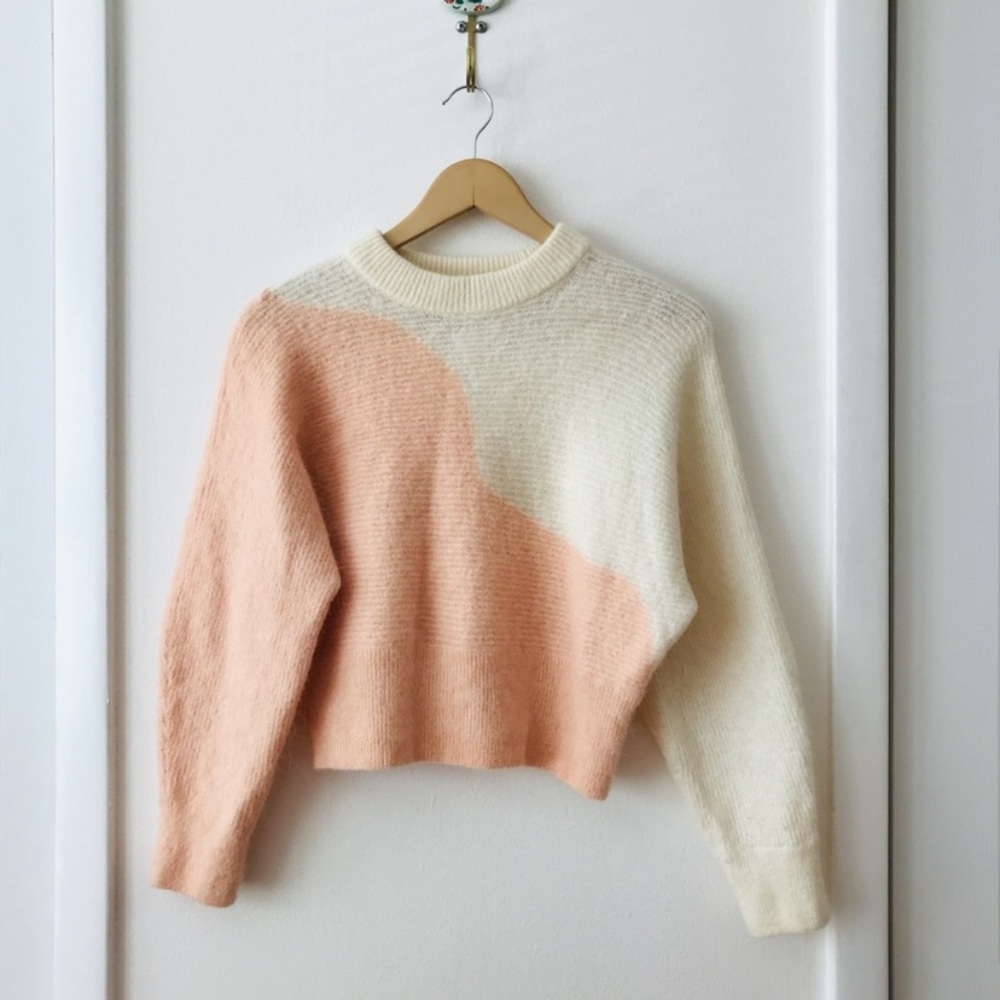 & Other Stories Alpaca Color Block Cropped Sweater